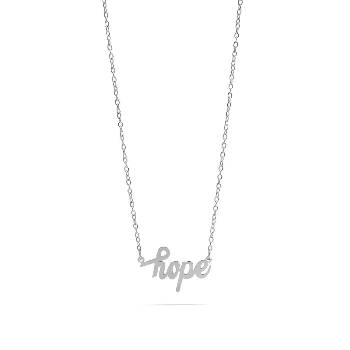 Stainless Steel "Hope" Script Charm Necklace